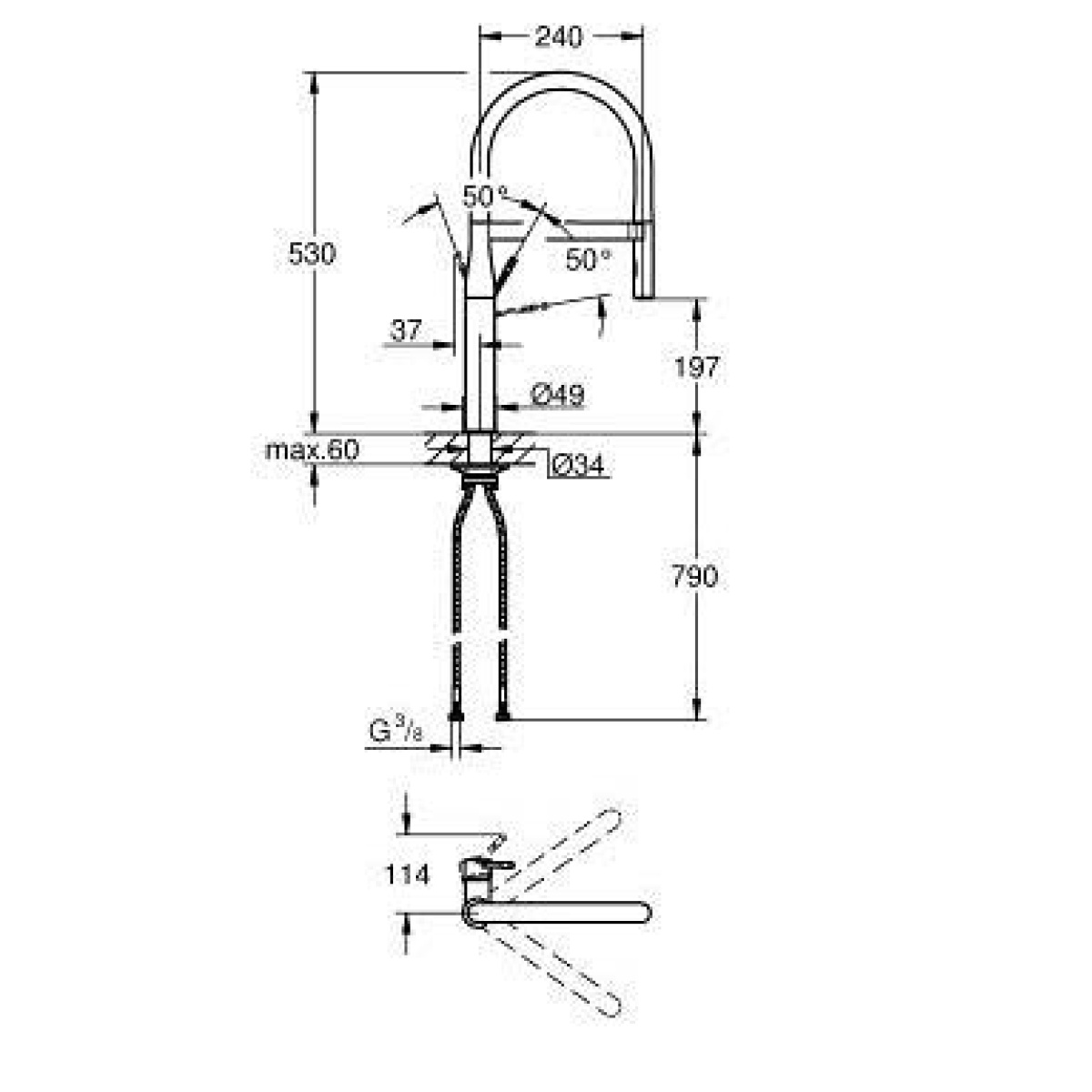 ΜΠΑΤΑΡΙΑ ΝΕΡΟΧΥΤΗ ESSENCE 30503KF0 ΨΗΛΗ PHANTOM BLACK  GROHE - Image 2