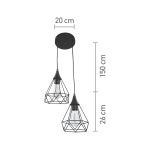 InLight Κρεμαστό φωτιστικό από μαύρο μέταλλο 2XE27 D:20cm (4024-2-BL-ROSETTE) - Image 2