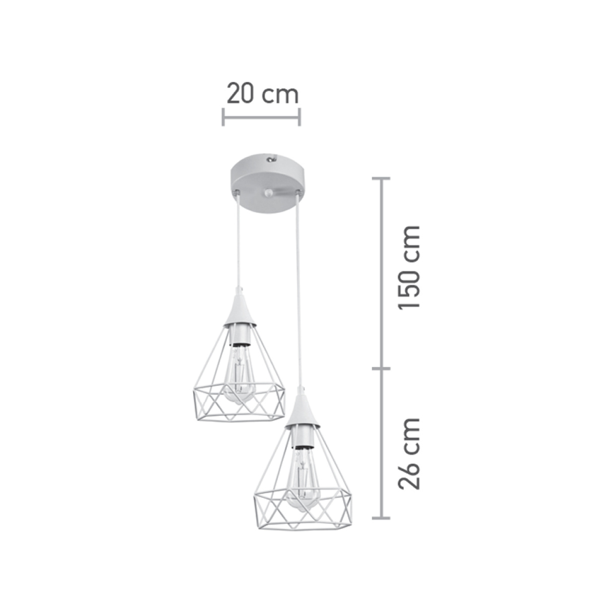 InLight Κρεμαστό φωτιστικό από λευκό μέταλλο 2XE27 D:20cm (4024-2-WH-ROSETTE) - Image 2