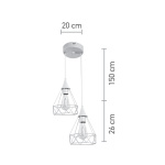 InLight Κρεμαστό φωτιστικό από λευκό μέταλλο 2XE27 D:20cm (4024-2-WH-ROSETTE) - Image 2