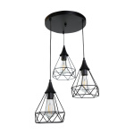 InLight Κρεμαστό φωτιστικό από μαύρο μέταλλο 3XE27 D: 30cm (4024-3-BL-ROSETTE)