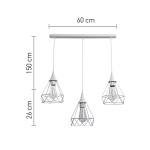 InLight Κρεμαστό φωτιστικό από λευκό μέταλλο 3XE27 D:60cm (4024-3-WH-RAIL) - Image 2