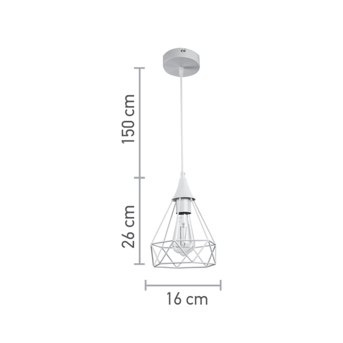 InLight Κρεμαστό φωτιστικό από λευκό μέταλλο 1XE27 D:16cm (4024-WH) - Image 2