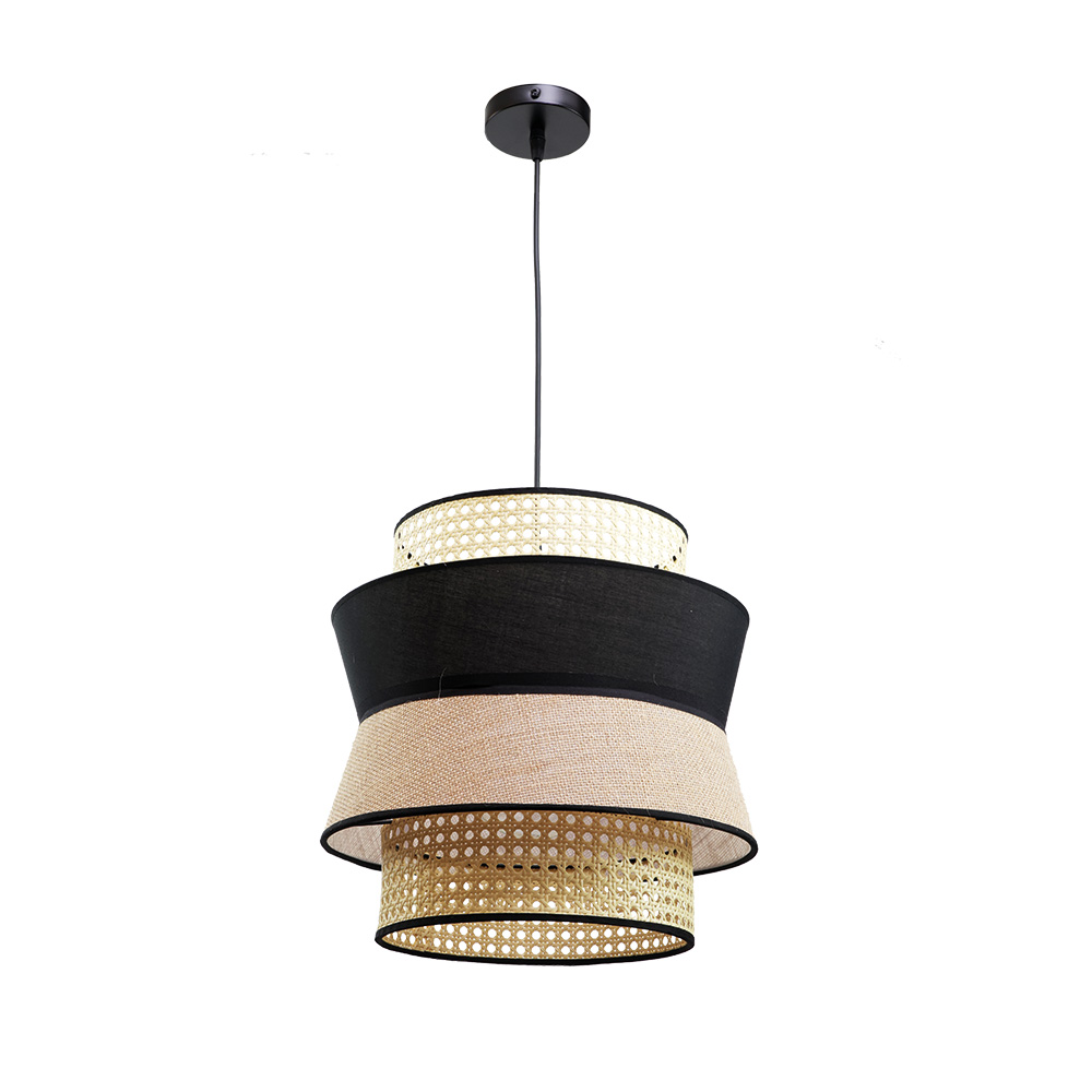 4045 InLight Μονόφωτο καπέλο ψάθα-ύφασμα 1XE27 D:30cmX25cm (4045) - Image 1