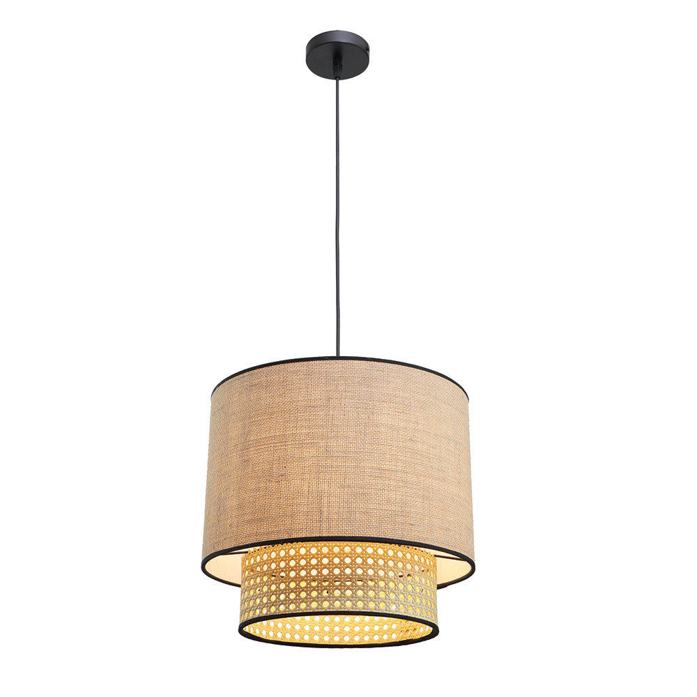4046 InLight Μονόφωτο καπέλο ψάθα-ύφασμα 1XE27 D:30cmX25cm (4046) - Image 1
