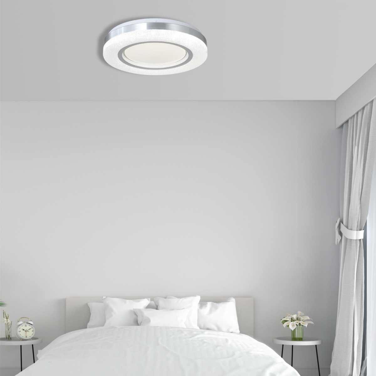 InLight Πλαφονιέρα οροφής LED 72W 3CCT (by tuya) από λευκό και ασημί ακρυλικό D:50cm (42016-Α) - Image 2