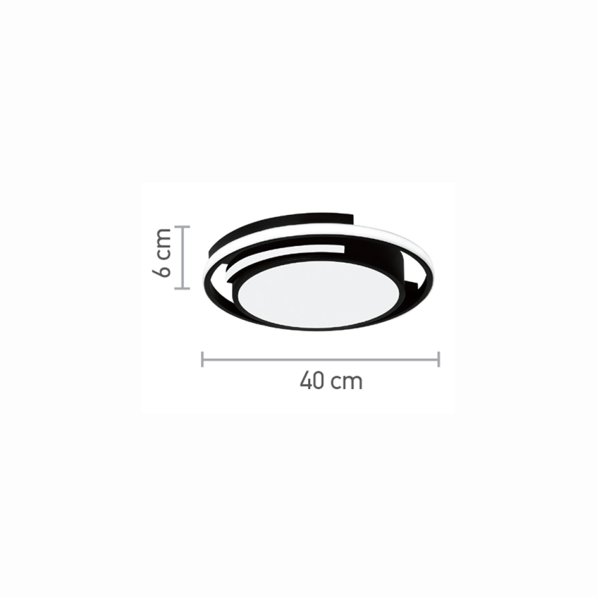 InLight Πλαφονιέρα οροφής LED 56W 3000K από μέταλλο σε μαύρη απόχρωση και ακρυλικό D:40cm (42018) - Image 2