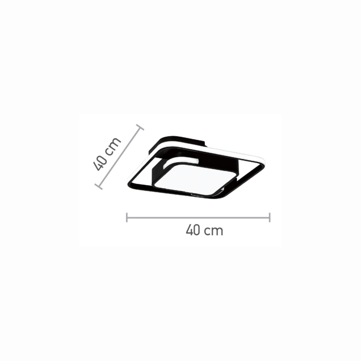InLight Πλαφονιέρα οροφής LED 60W 3000K από μέταλλο σε μαύρη απόχρωση και ακρυλικό D:40cm (42019) - Image 2
