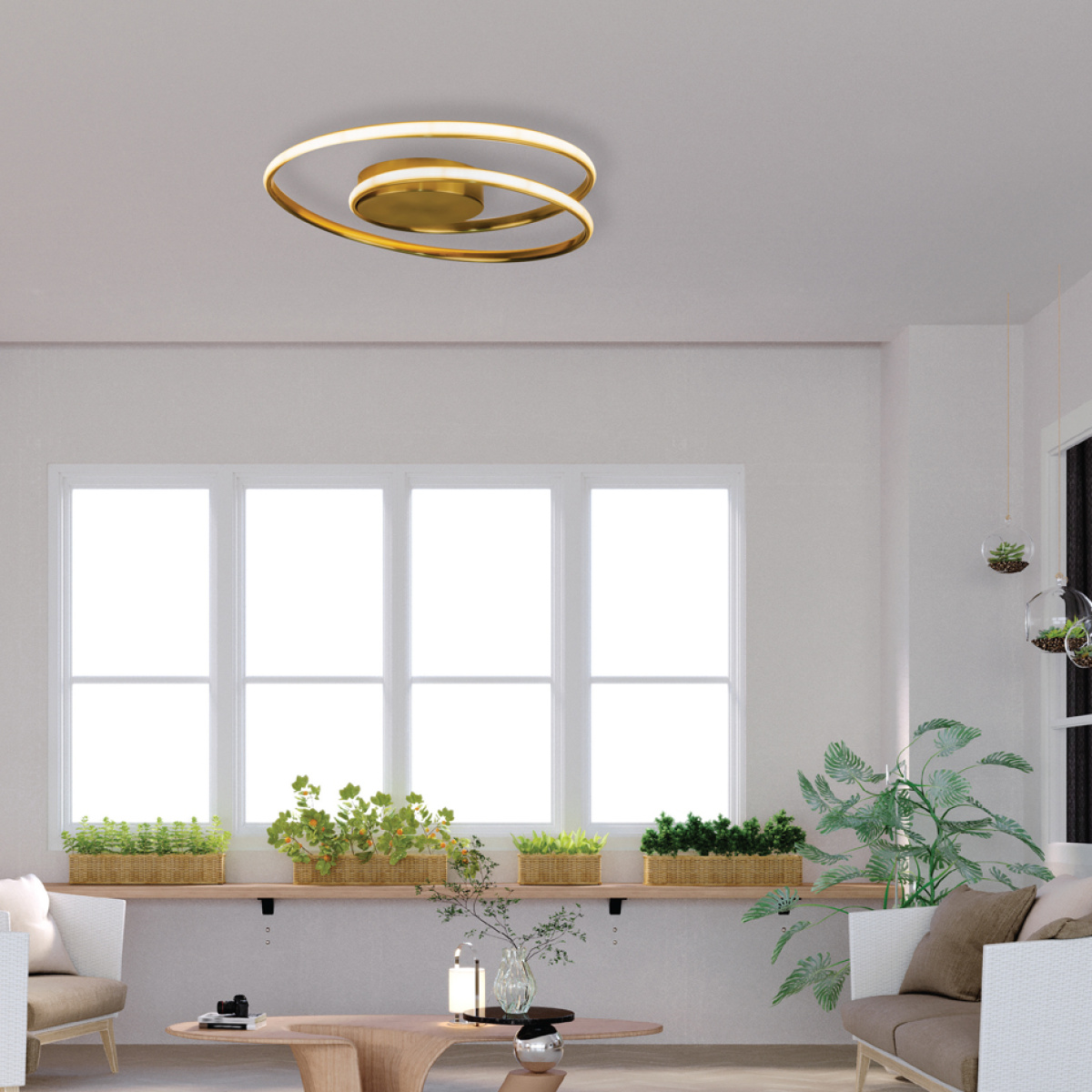 InLight Πλαφονιέρα οροφής LED 36W 3CCT από αλουμίνιο σε χρυσαφί απόχρωση D:55cm (42028-GL) - Image 2