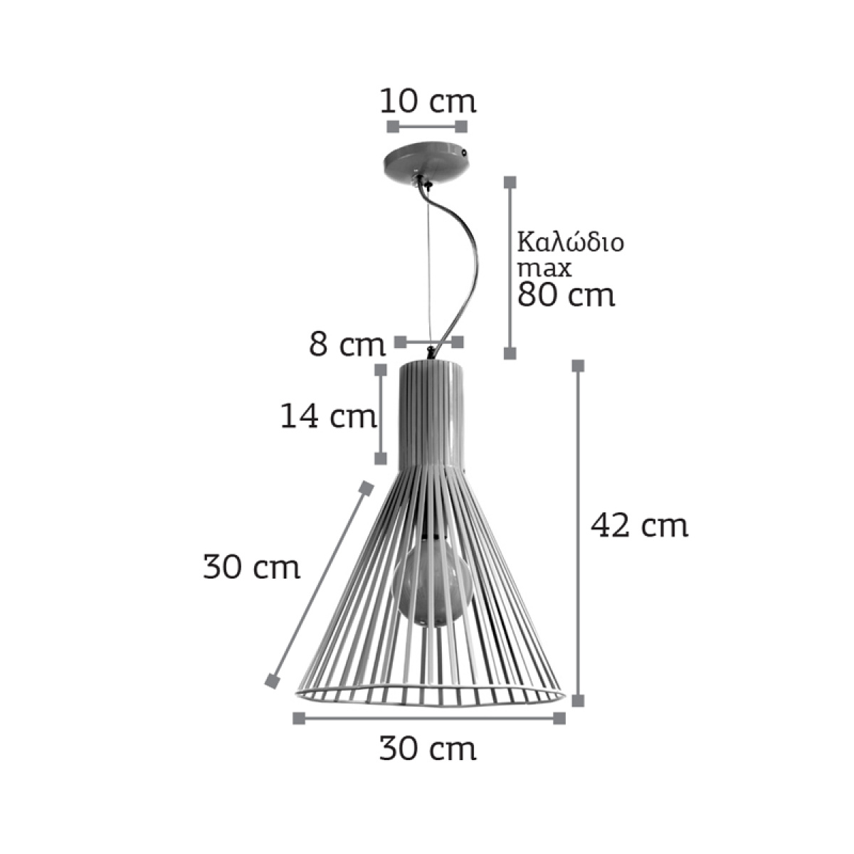 InLight Κρεμαστό φωτιστικό από μαύρο μέταλλο 1XE27 D:30cm (4347-Α-BL) - Image 2
