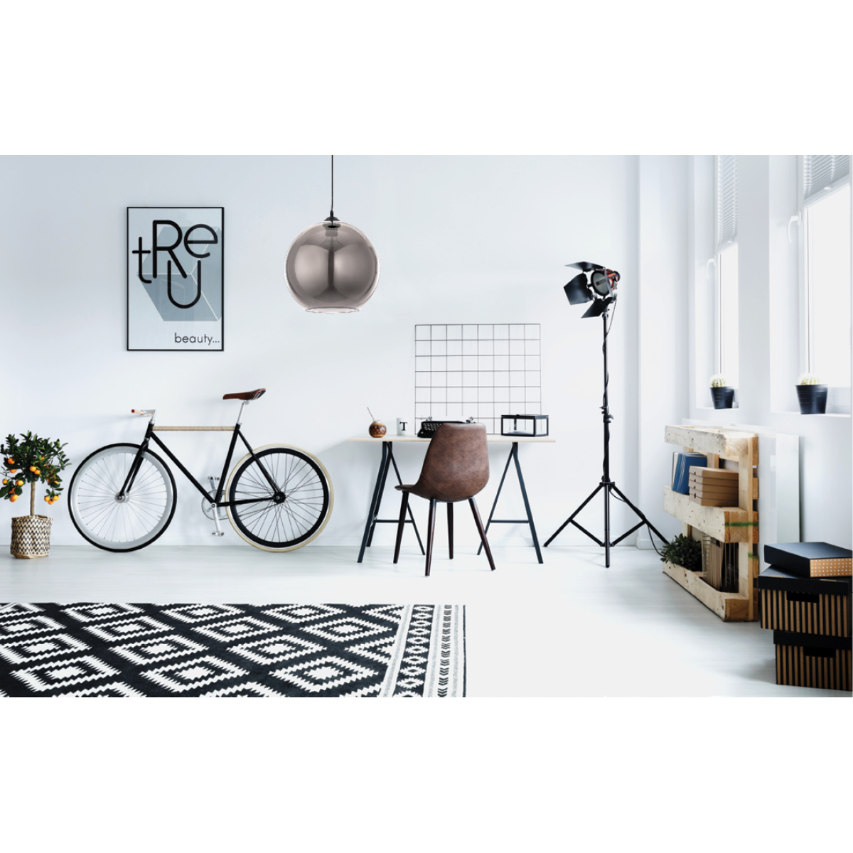 InLight Κρεμαστό φωτιστικό από φιμέ γυαλί 1XE27 D:30cm (4355-Α) - Image 2