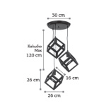 InLight Κρεμαστό φωτιστικό από μαύρο μέταλλο 3XE27 D:30cm (4400-3-BL-ΡΟΖΕΤΑ) - Image 2