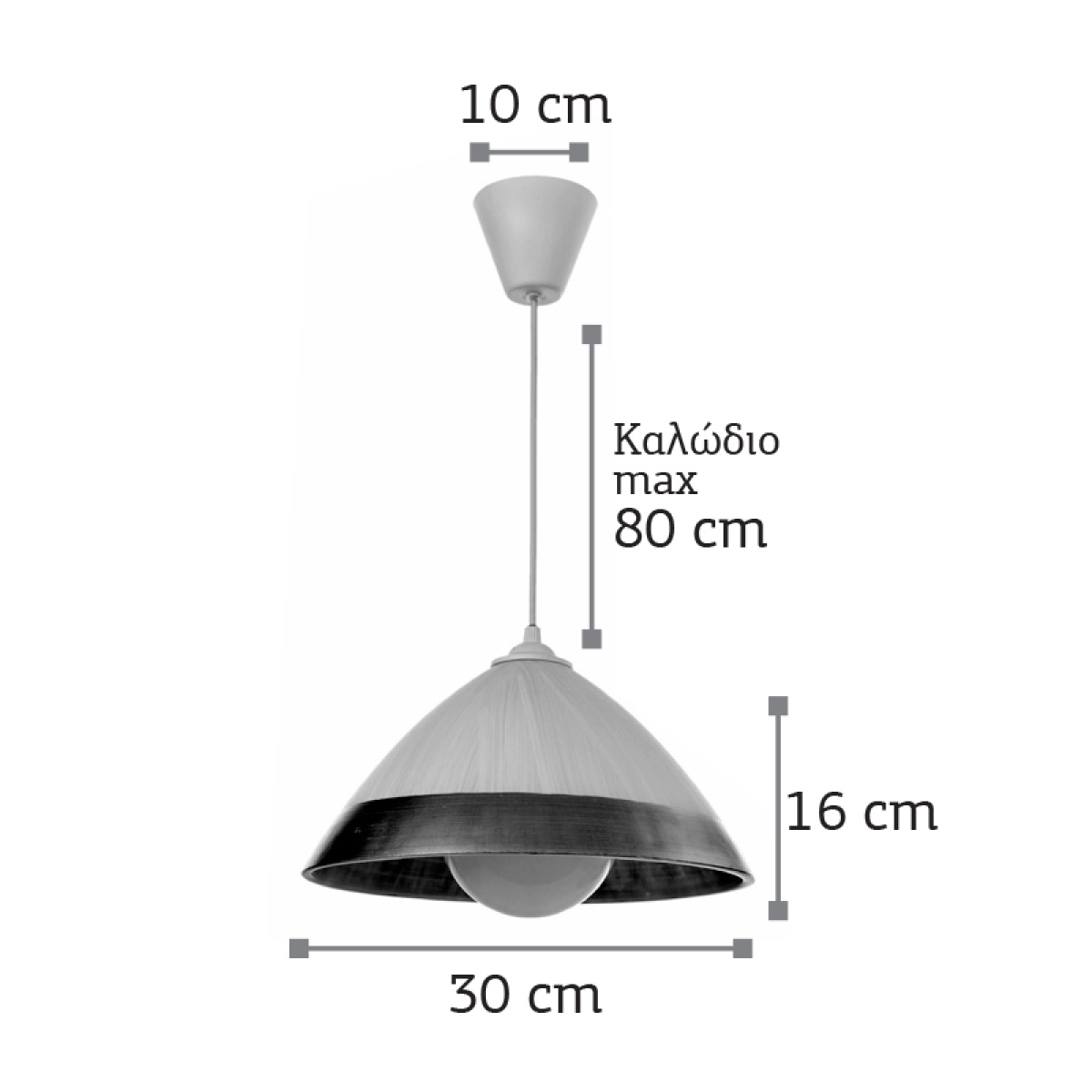 InLight Κρεμαστό φωτιστικό από ασημί γυαλί 1XE27 D:30cm (4409-Β-Ασημί) - Image 2