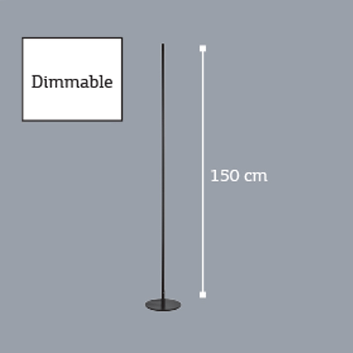 InLight Επιδαπέδιο φωτιστικό LED 24W 3000K από μαύρο μέταλλο D:150cm  (45012) - Image 2