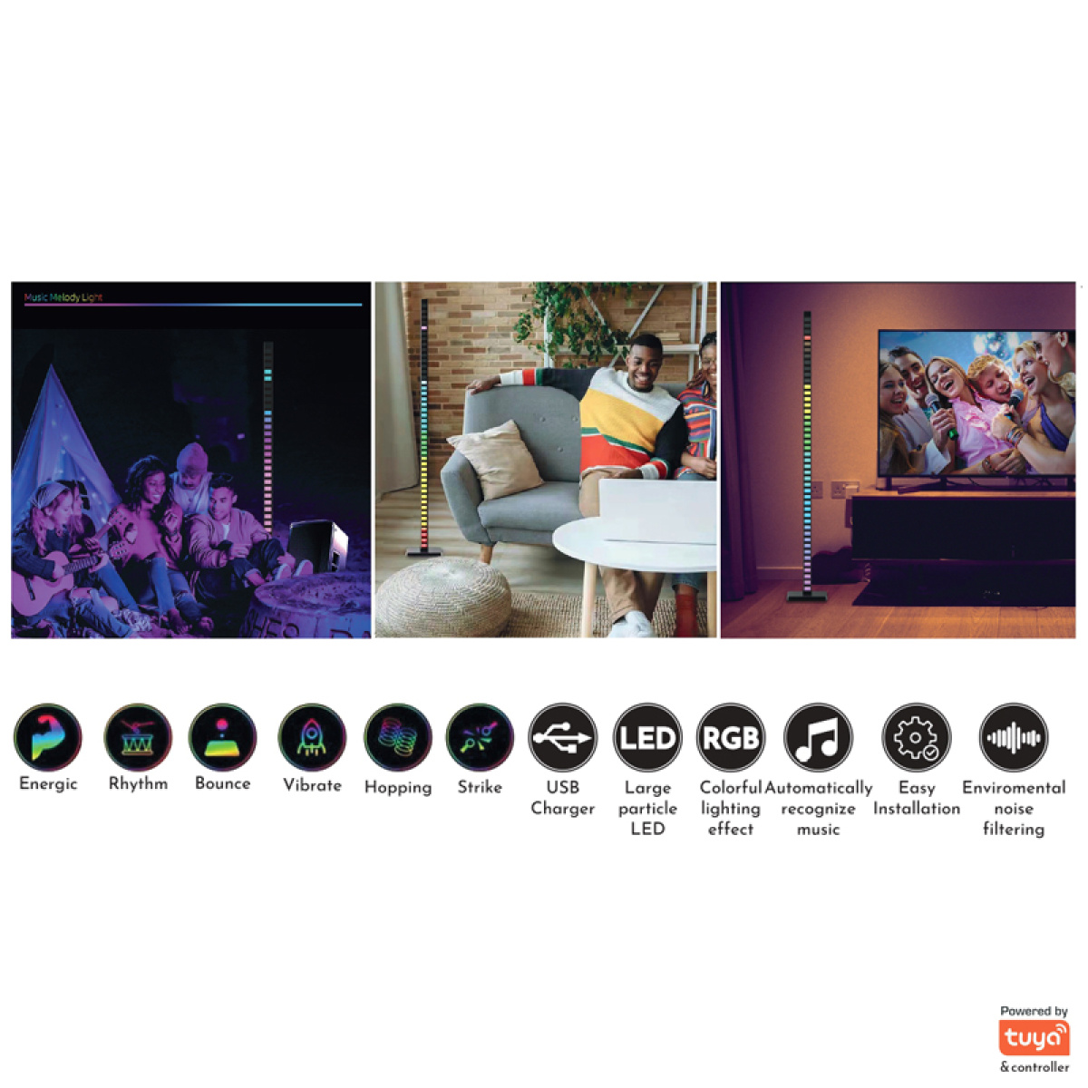 InLight Επιδαπέδιο φωτιστικό LED 10W RGB (by tuya) D:120cm (45024) - Image 2