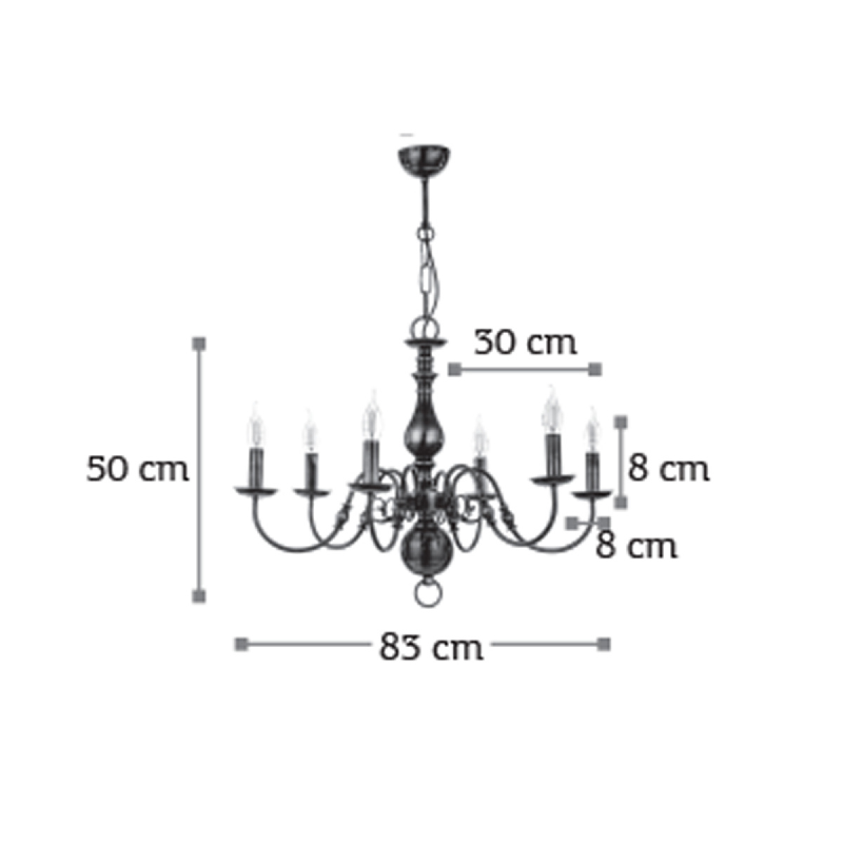 InLight Κρεμαστό φωτιστικό από οξυντέ μέταλλο 8XE14 D:83cm (5309-8) - Image 2