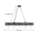 InLight Κρεμαστό φωτιστικό από ξύλο και σχοινί 5XE27 D:90cm (5318-5) - Image 2
