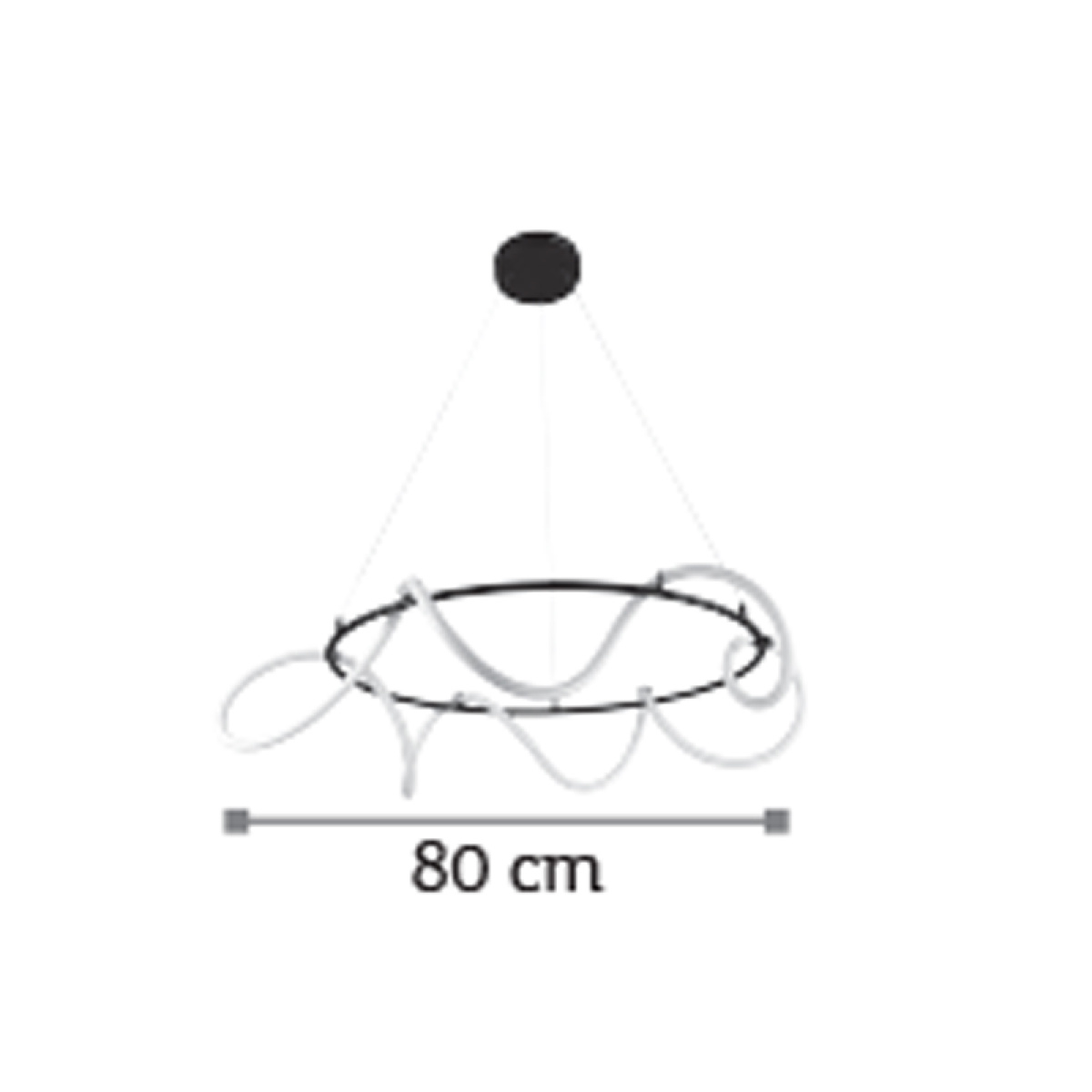 InLight Κρεμαστό φωτιστικό LED 80W 3000K από μαύρο μέταλλο και σωλήνα σιλικόνης D:80cm (6016-Α) - Image 2