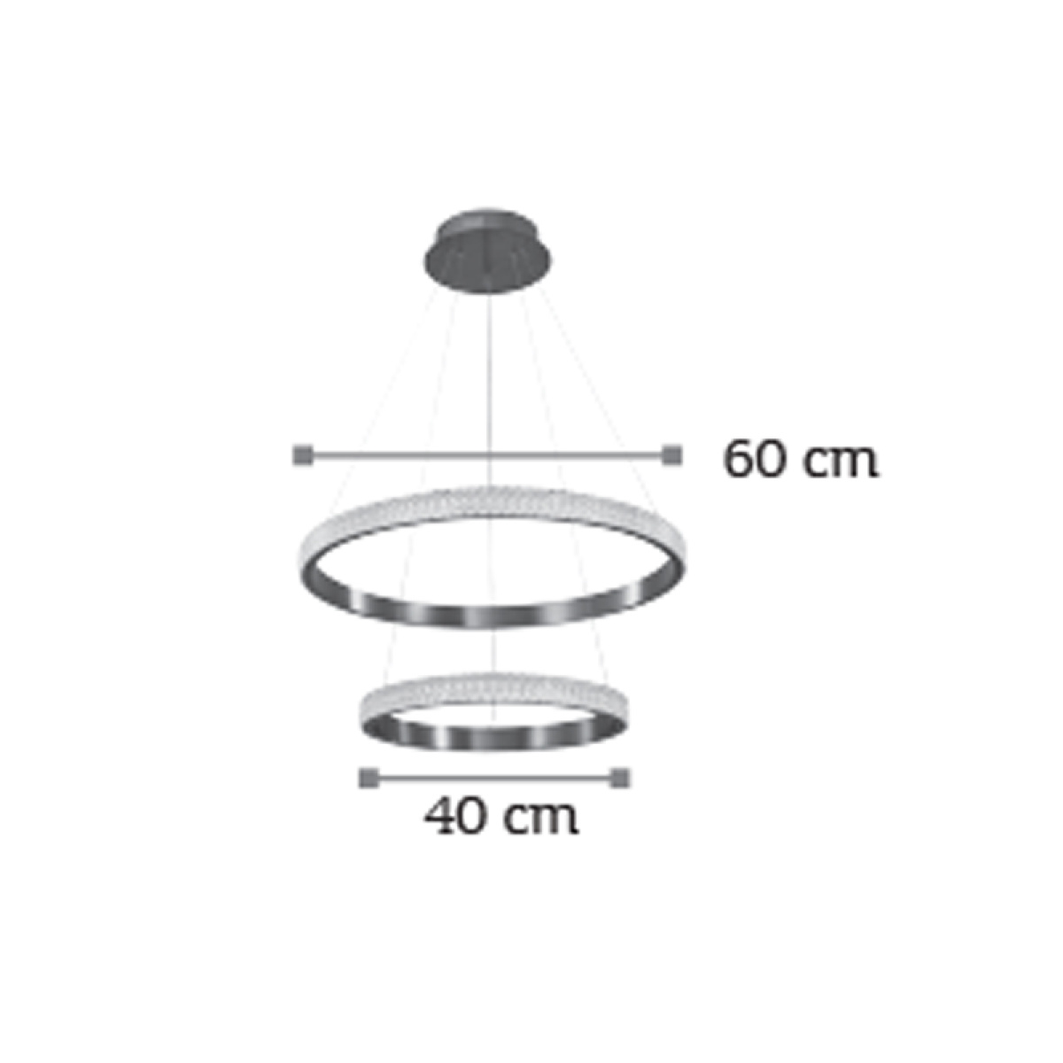 InLight Κρεμαστό φωτιστικό LED 94W 3000K από μαύρο αλουμίνιο και ακρυλικό D:60cm (6032-A) - Image 2