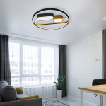 InLight Πλαφονιέρα οροφής LED 55W 3CCT σε μαύρη και χρυσαφί απόχρωση D:50cm (6044) - Image 2