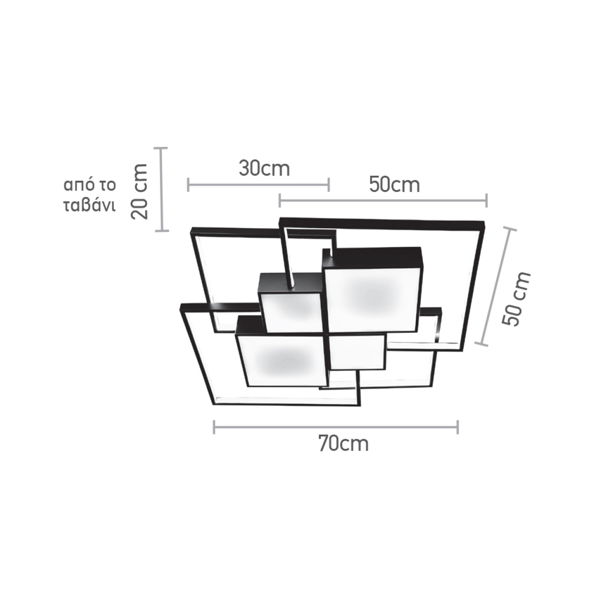 InLight Πλαφονιέρα οροφής LED 108W 3CCT σε μαύρη και χρυσαφί απόχρωση D:70cm (6047) - Image 2