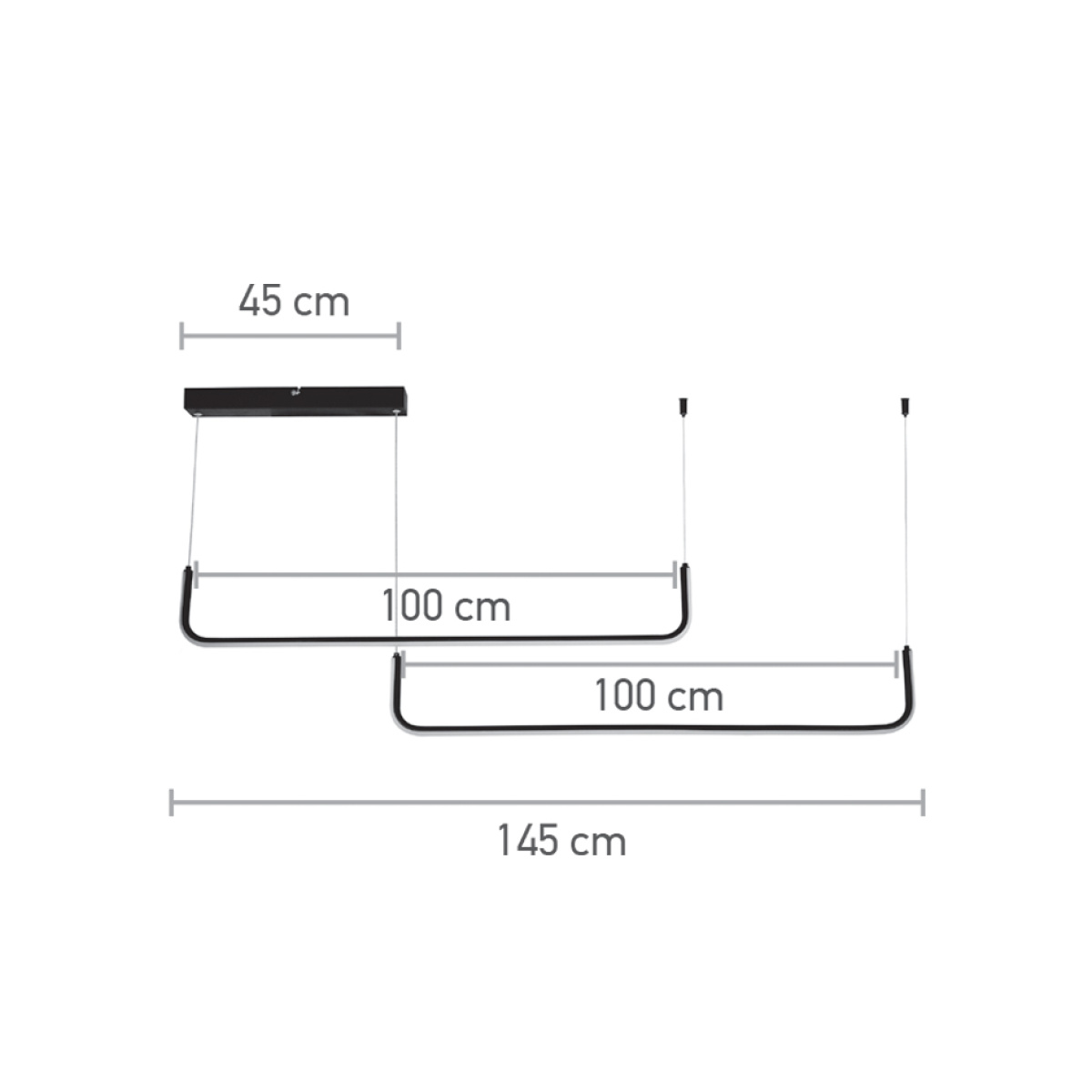 InLight Κρεμαστό φωτιστικό LED 38W 3CCT (by switch) σε μαύρη απόχρωση D:145cm (6052-BL) - Image 2