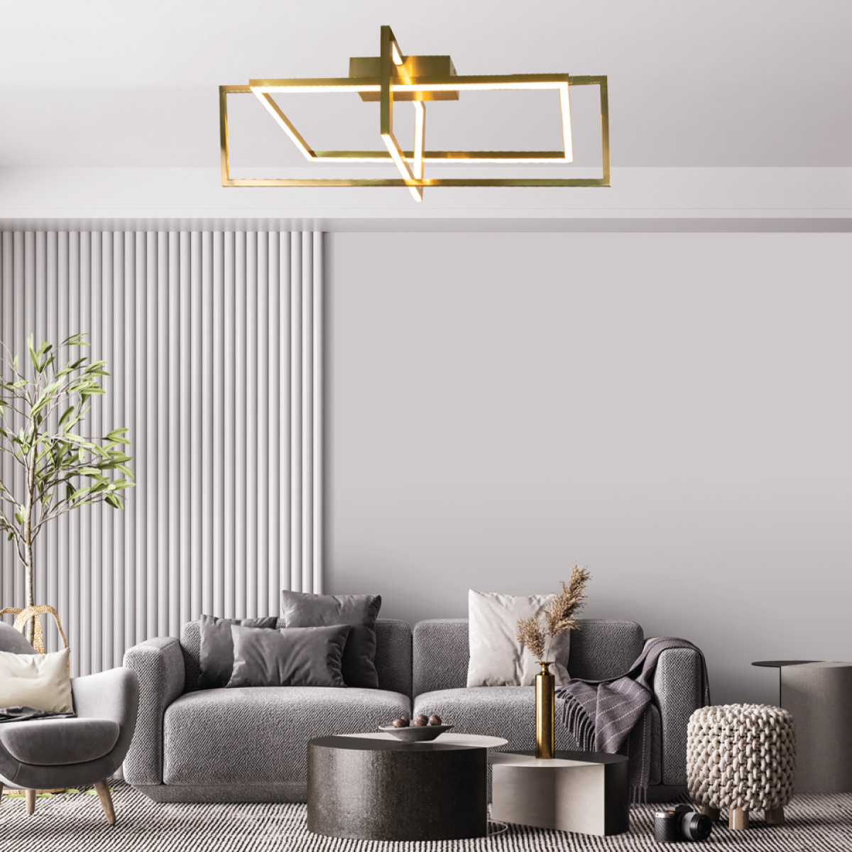 InLight Πλαφονιέρα οροφής LED 35W 3000Κ σε μαύρη απόχρωση D:90cm (6055-BL) - Image 2