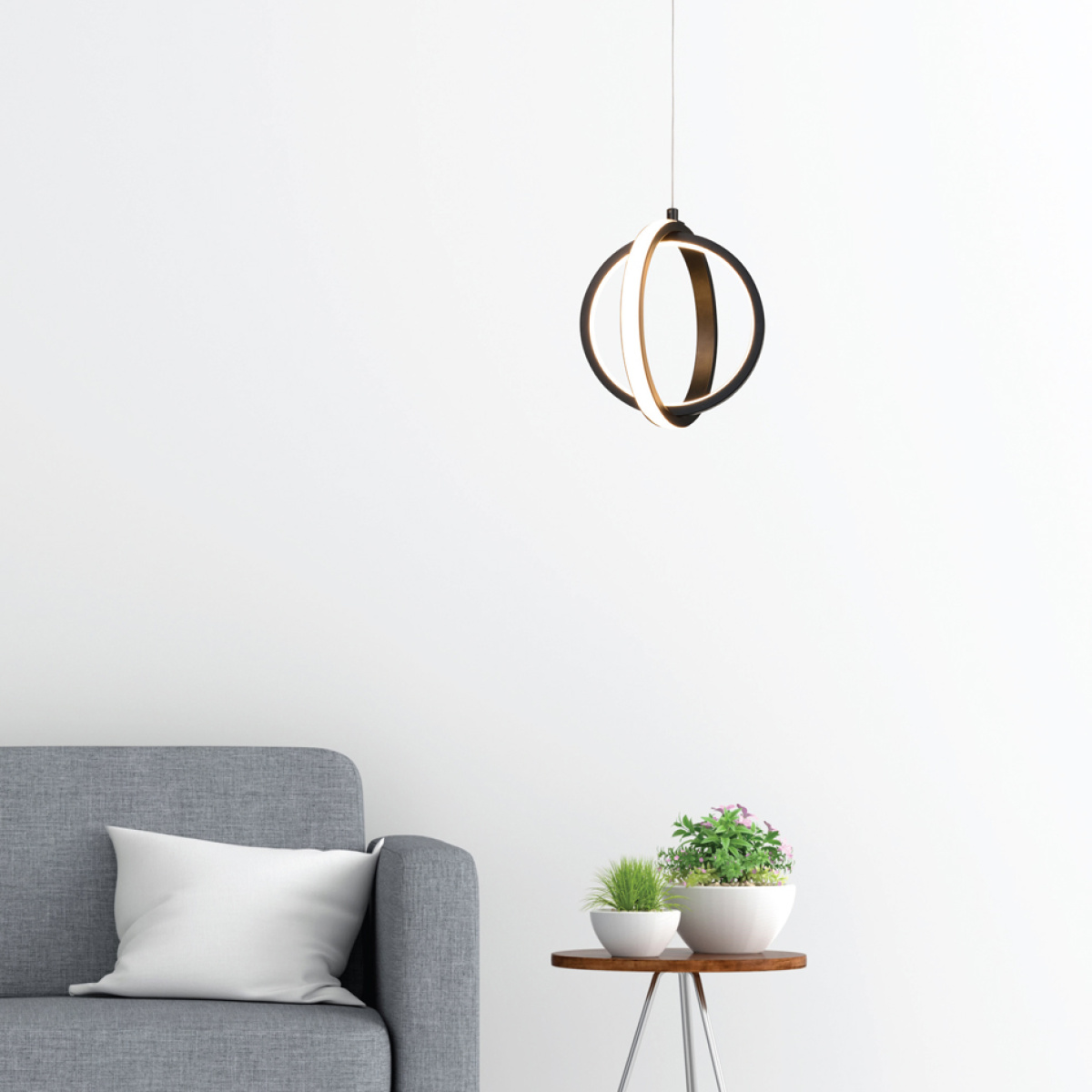 InLight Κρεμαστό φωτιστικό LED 16W 3000K σε μαύρη απόχρωση D:20cm (6057-BL) - Image 2
