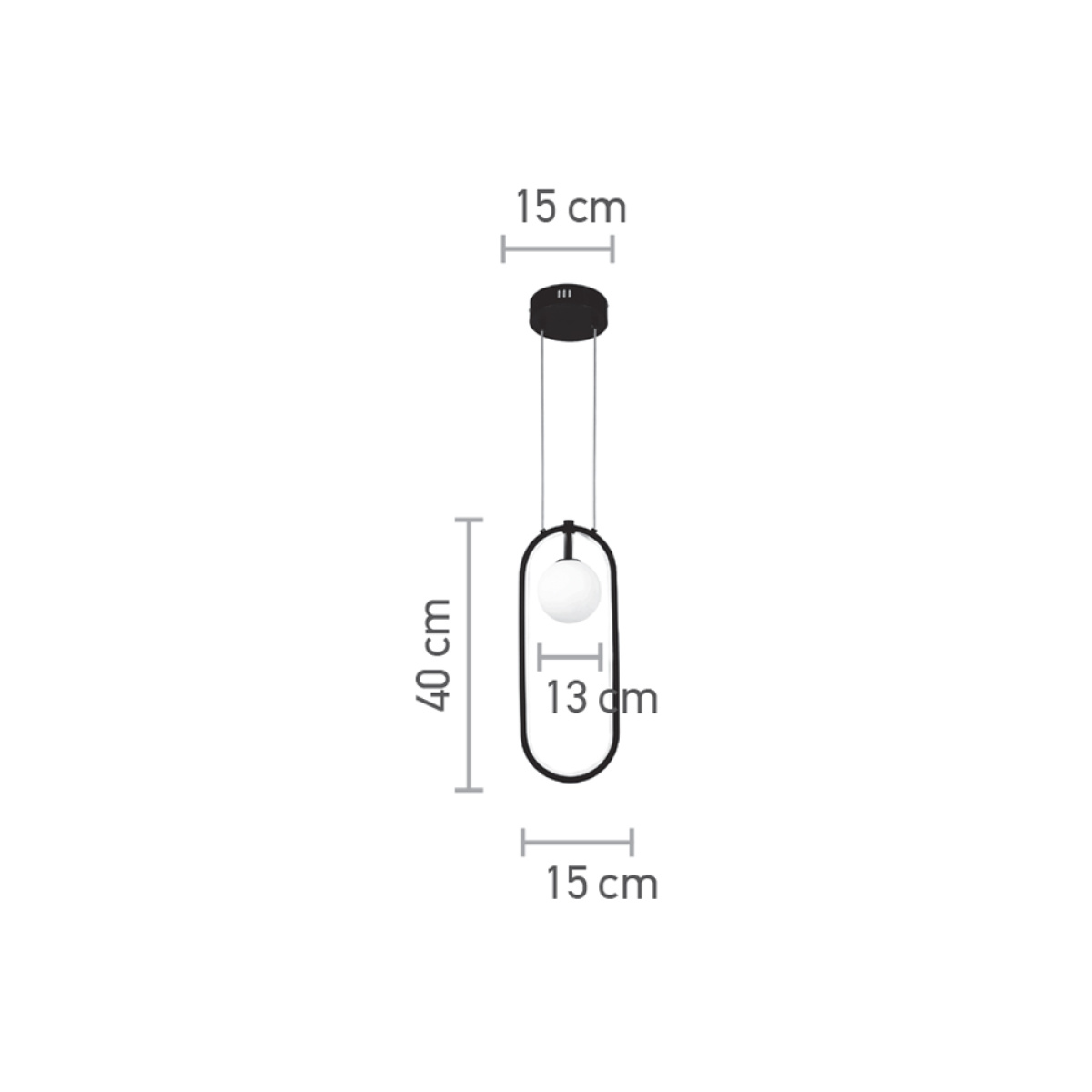 InLight Κρεμαστό φωτιστικό LED 14W 3000K και 1XG9 σε μαύρο χρώμα D:40cm (6060-BL) - Image 2