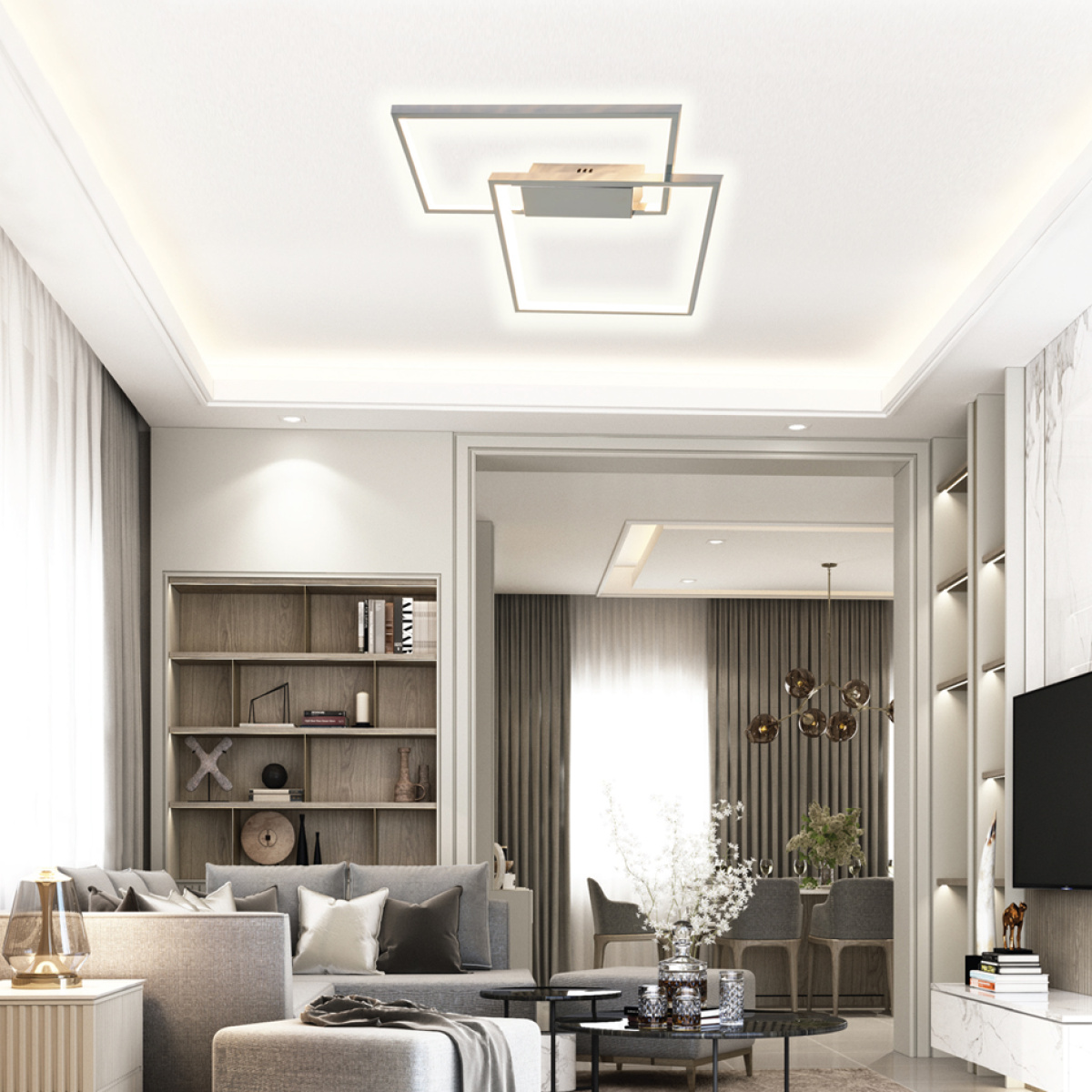 InLight Πλαφονιέρα οροφής LED 38W 3000Κ σε χρυσαφί απόχρωση D:45cm (6066-GL) - Image 2