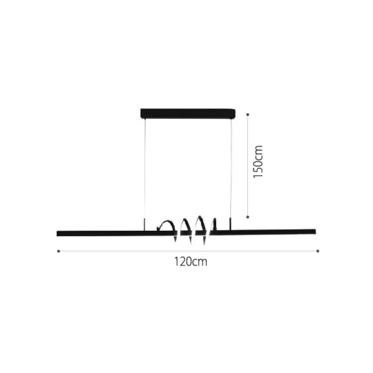 InLight Κρεμαστό φωτιστικό LED 40W 3CCT (by switch on base) σε μαύρο χρώμα D:120cm (6075-BL) - Image 2