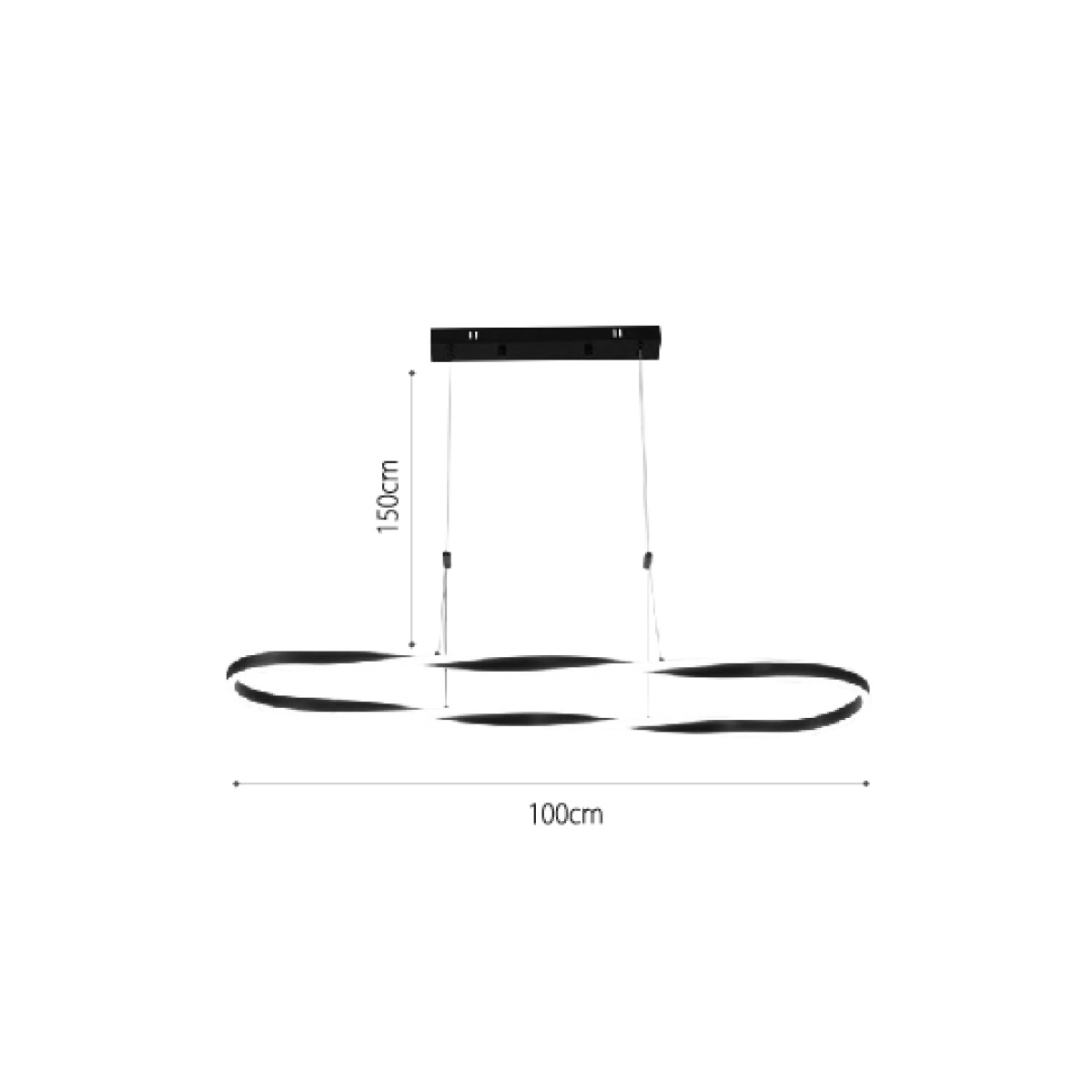 InLight Κρεμαστό φωτιστικό LED 76W 3CCT (by switch on base) σε μαύρο χρώμα D:100cm (6077-BL) - Image 2