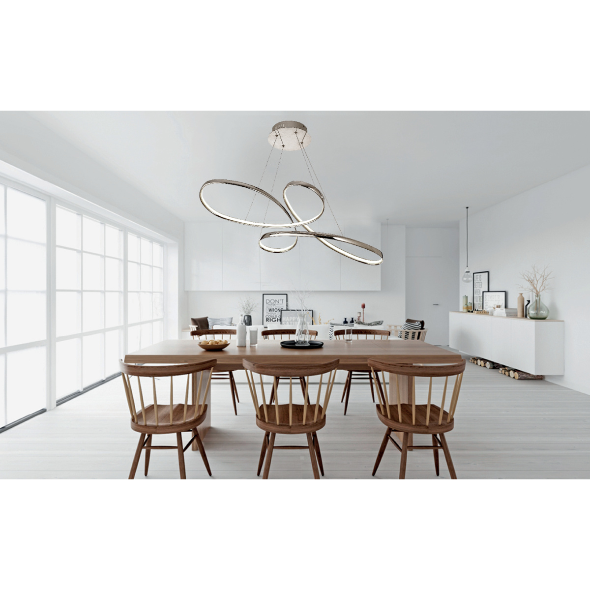 InLight Κρεμαστό φωτιστικό LED 56W 3CCT (by switch) από αλουμίνιο σε χρυσή ματ απόχρωση D:100cm (6151-GL) - Image 2
