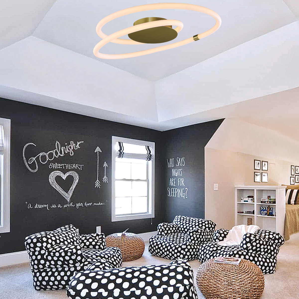 InLight Πλαφονιέρα οροφής LED 40W 3000K από χρυσαφί μέταλλο και σωλήνα PVC D:60cm (42011-GL) - Image 2
