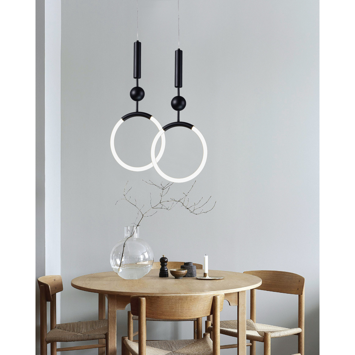 InLight Κρεμαστό φωτιστικό LED 8W 3000K από μαύρο μέταλλο και σωλήνα PVC D:70cm (6026) - Image 2