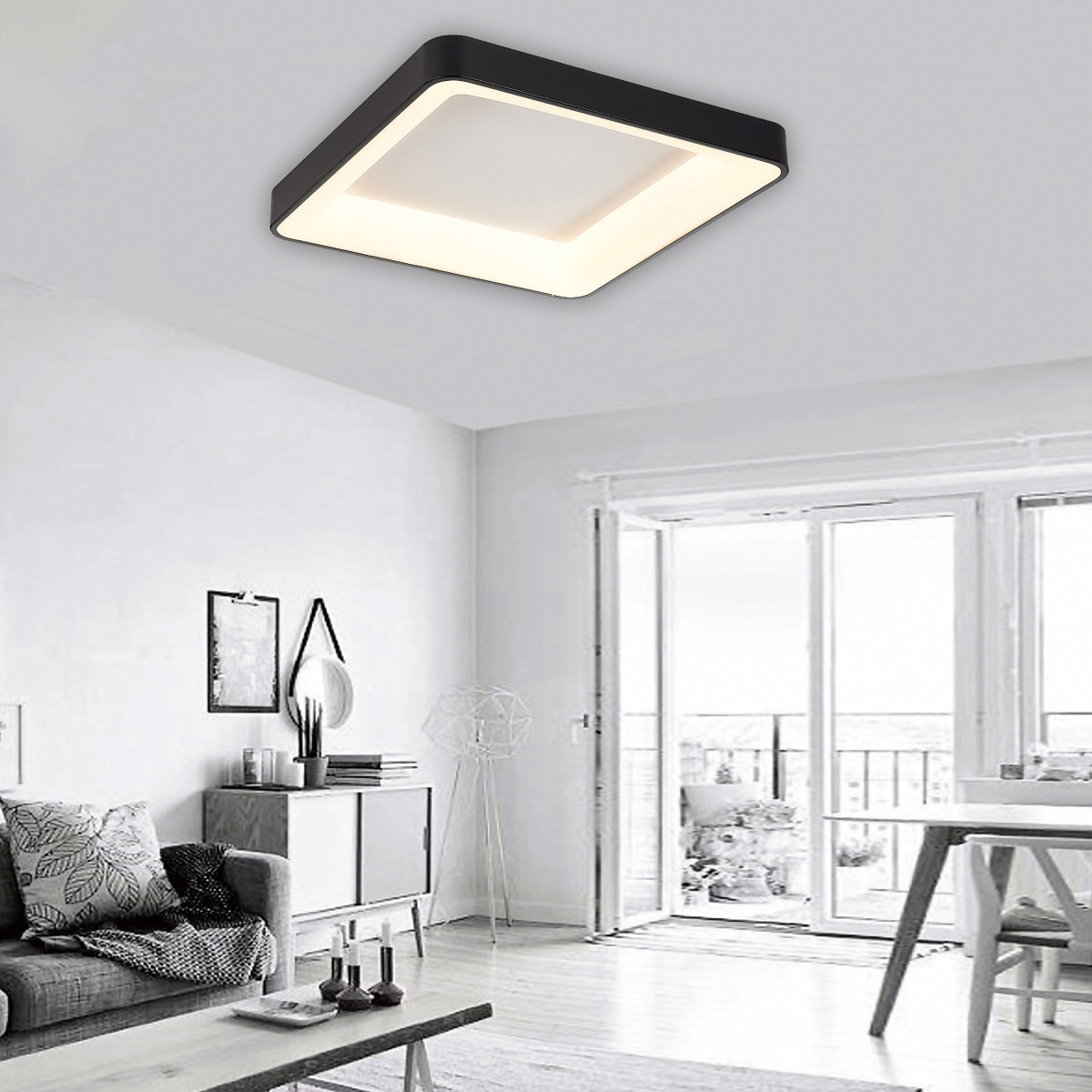 InLight Πλαφονιέρα οροφής LED 48W 4000K από μαύρο μέταλλο και ακρυλικό D:48cm (42173-Β) - Image 2