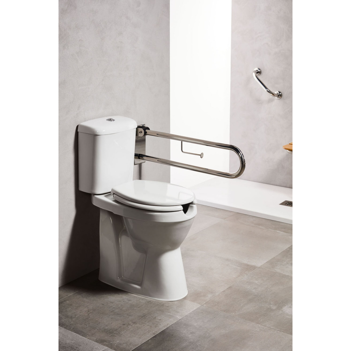 82011  ΑΜΕΑ ΜΠΑΡΑ ΑΝΑΚΛΙΝΟΜΕΝΗ ΜΕ ΧΑΡΤΟΘΗΚΗ 75cm INOX ΧΡΩΜΕ - Image 2