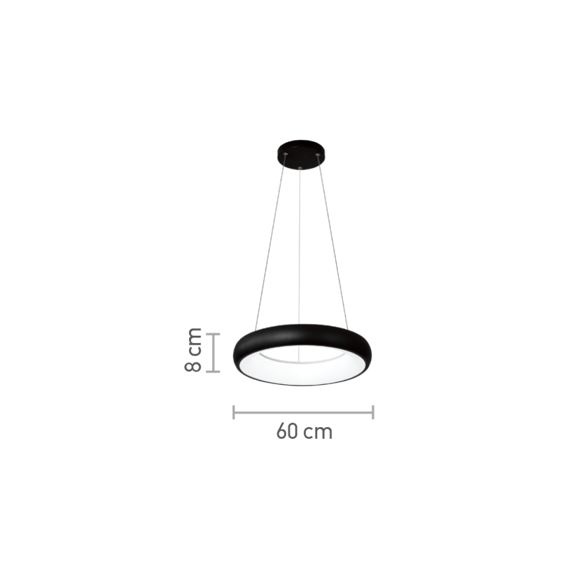 InLight Κρεμαστό φωτιστικό LED 110W 3CCT από μαύρο και λευκό ακρυλικό D:60cm (42023-Α-Black) - Image 2