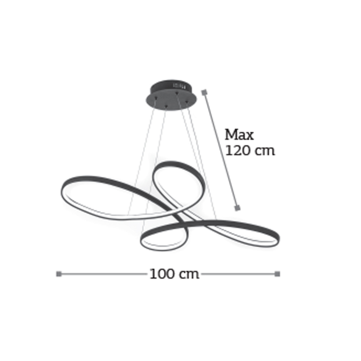 InLight Κρεμαστό φωτιστικό LED 56W 3CCT (by switch) από αλουμίνιο σε μαύρη απόχρωση D:100cm (6150-BL) - Image 2