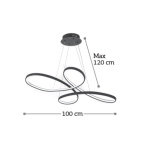 InLight Κρεμαστό φωτιστικό LED 56W 3CCT (by switch) από αλουμίνιο σε μαύρη απόχρωση D:100cm (6150-BL) - Image 2