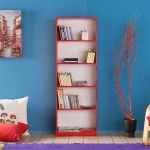 Βιβλιοθήκη μελαμίνης Max Megapap σε χρώμα κόκκινο 58x23x170εκ. - Image 3