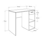 Γραφείο εργασίας Concept Pc Megapap από μελαμίνη σε χρώμα λευκό 90x52x75εκ. - Image 3