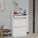 Παπουτσοθήκη μελαμίνης Flat Duo Megapap 18 ζεύγων σε χρώμα λευκό 73x26x119εκ. - Image 2