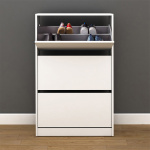 Παπουτσοθήκη μελαμίνης Flat Duo Megapap 18 ζεύγων σε χρώμα λευκό 73x26x119εκ. - Image 3