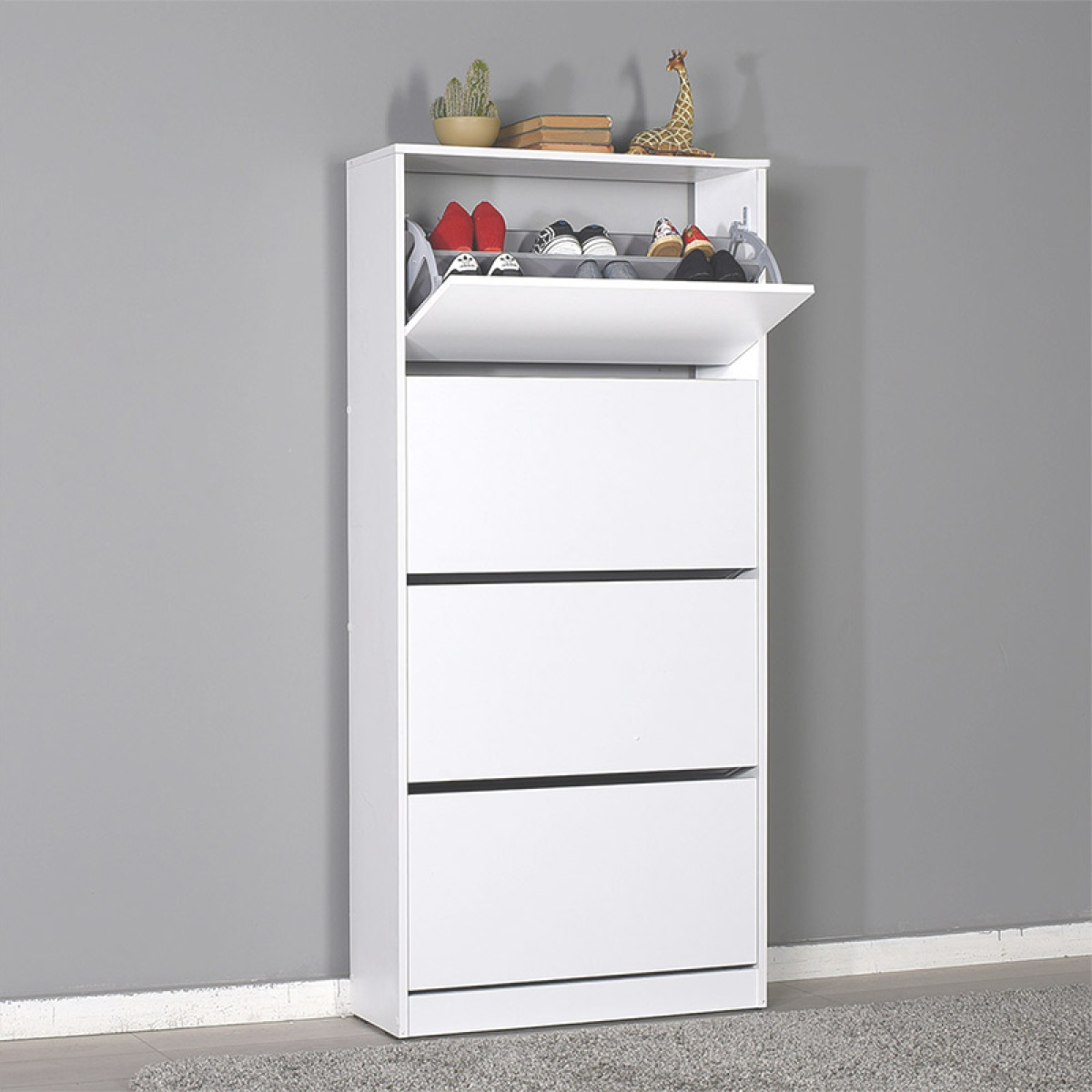 Παπουτσοθήκη μελαμίνης Flat Duo Megapap 24 ζευγών σε χρώμα λευκό 73x26x157εκ. - Image 2