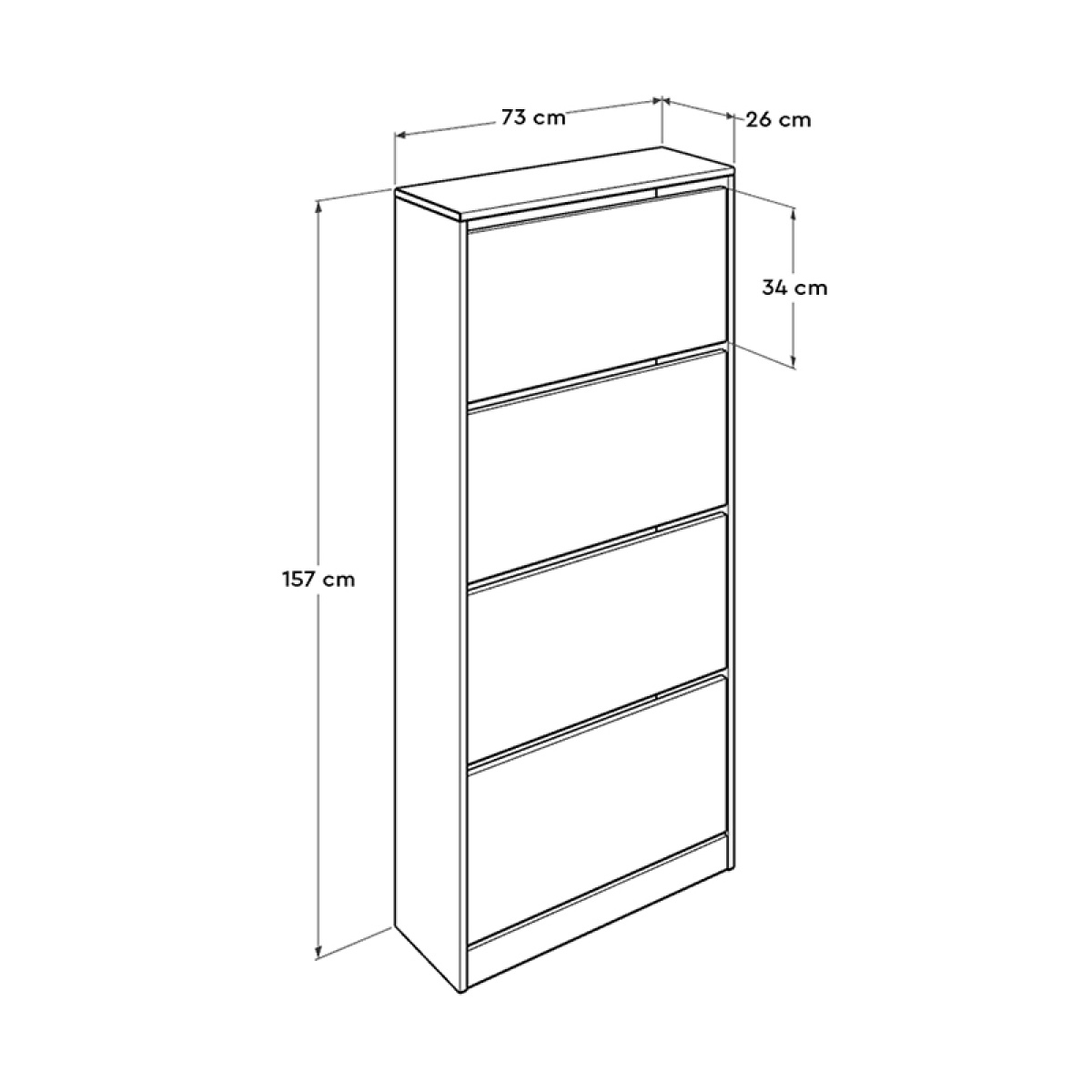 Παπουτσοθήκη μελαμίνης Flat Duo Megapap 24 ζευγών σε χρώμα λευκό 73x26x157εκ. - Image 4