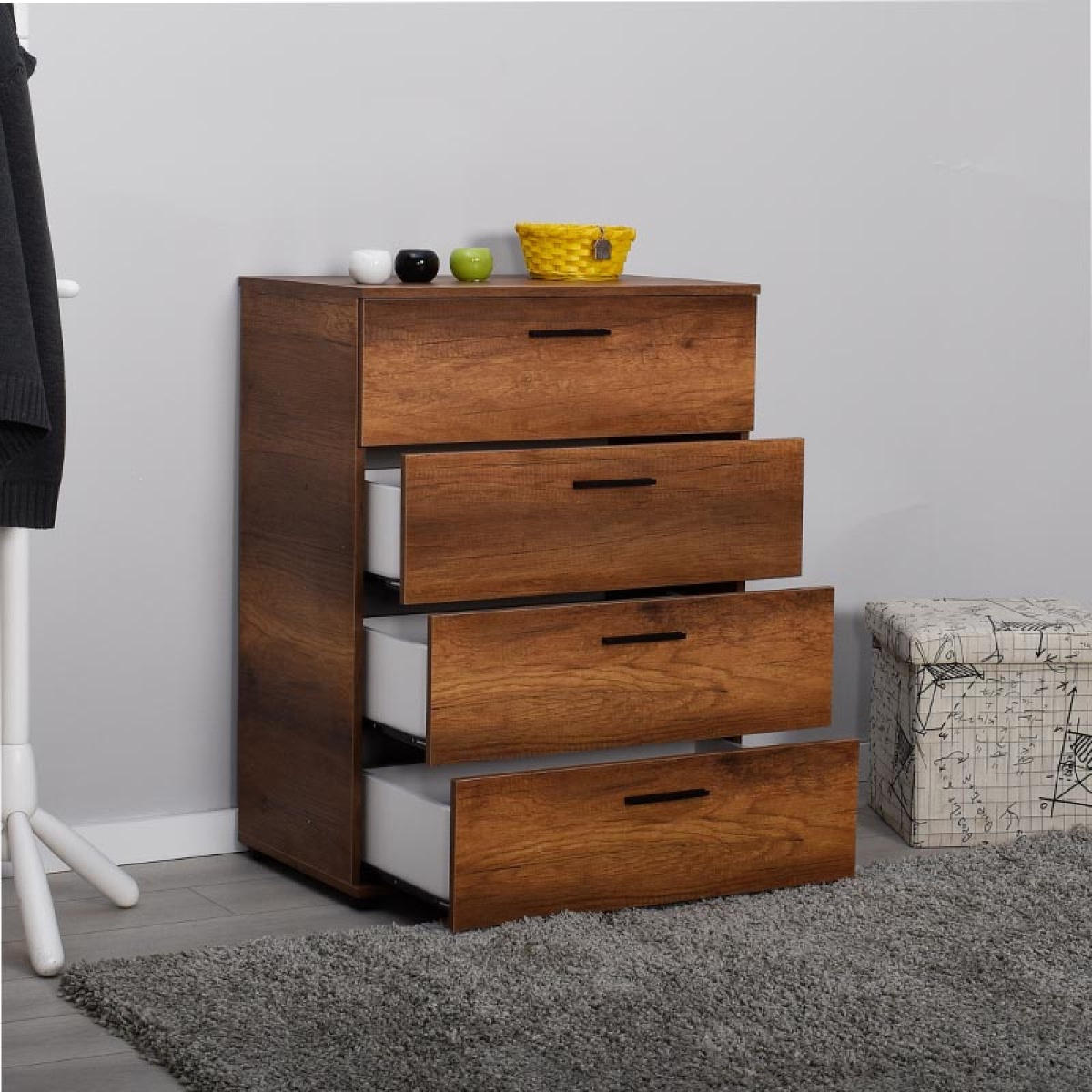 Συρταριέρα μελαμίνης Trendline Megapap σε χρώμα καρυδί 73x44x96εκ. - Image 3