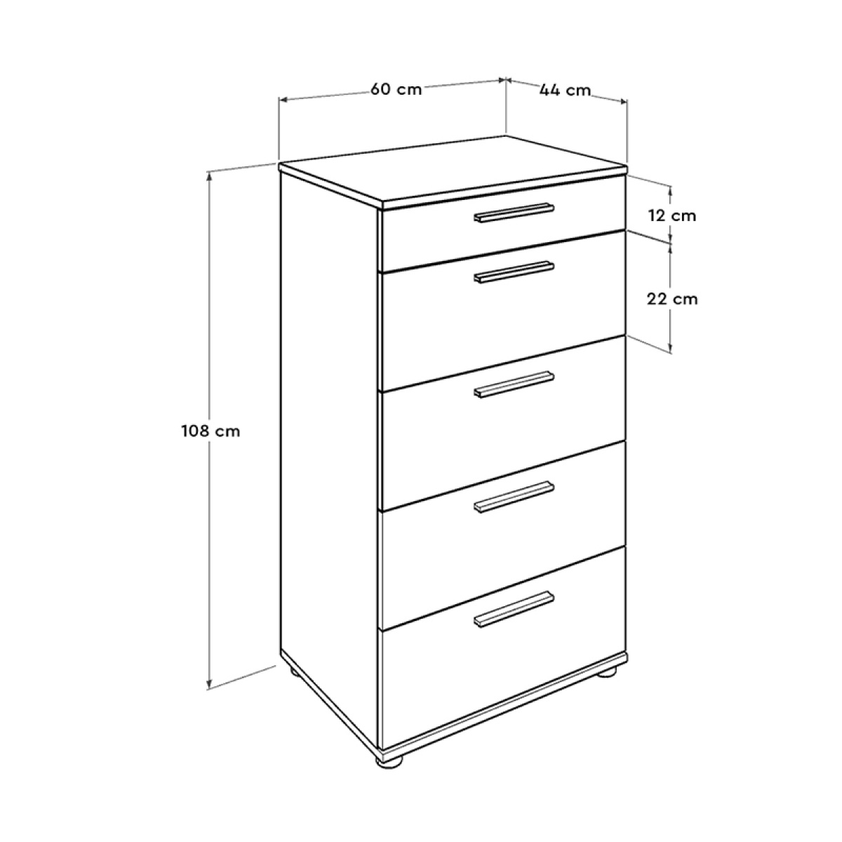 Συρταριέρα Trendline Megapap σε χρώμα καρυδί 60x44x108εκ. - Image 6