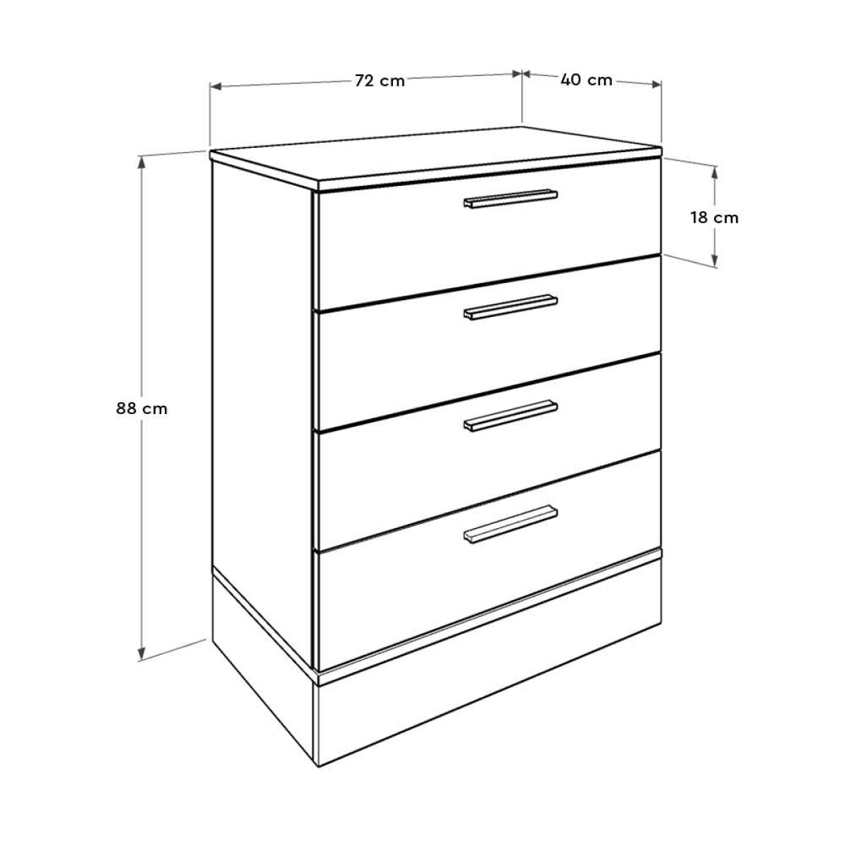 Συρταριέρα μελαμίνης Base Megapap χρώμα oak - λευκό 72x40x88εκ. - Image 3