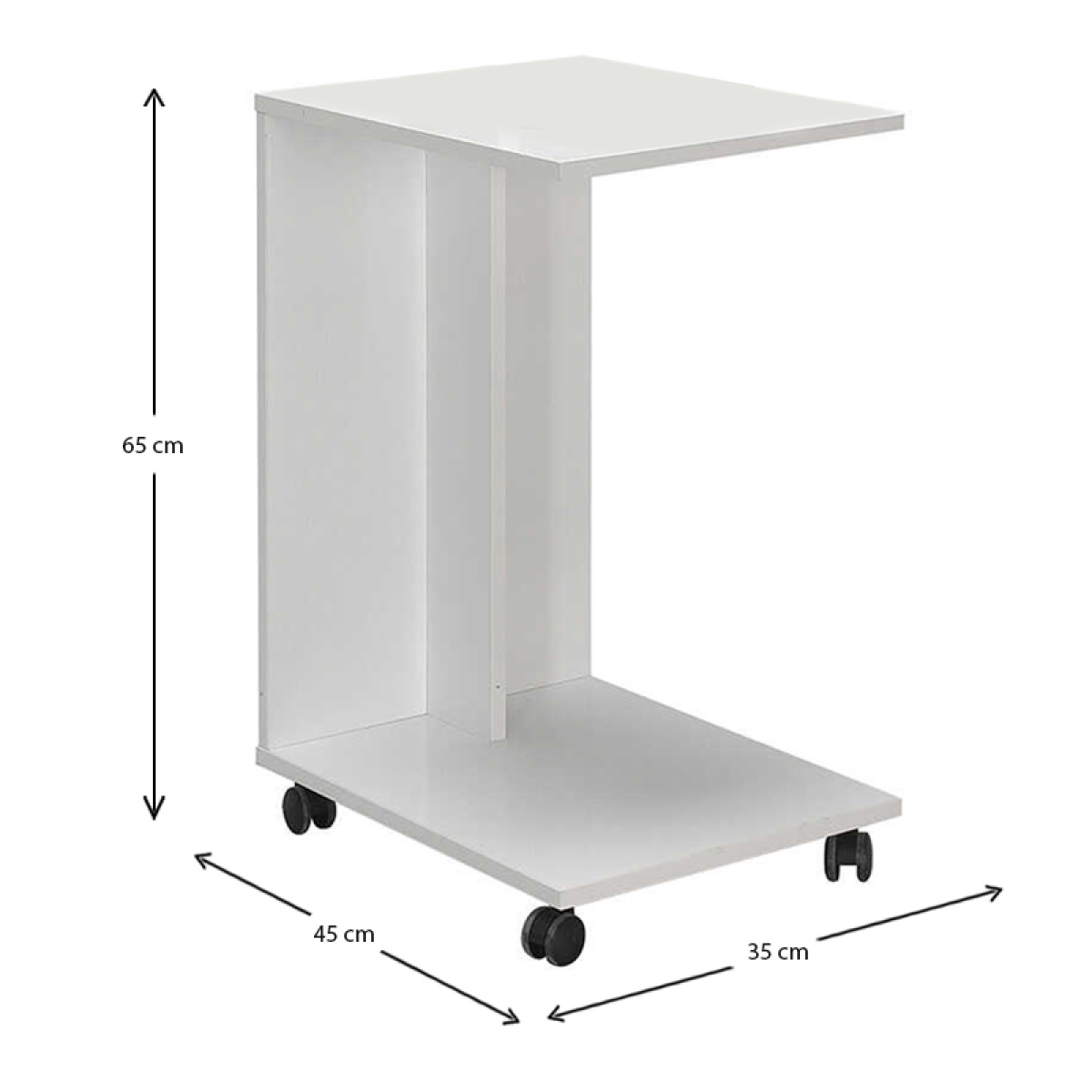 Βοηθητικό τραπέζι C-Shaped Megapap από μελαμίνη σε χρώμα λευκό 35x45x65εκ. - Image 4